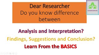 Understanding Analysis and interpretation Findings Suggestions and Conclusion in Research [upl. by Illoh]