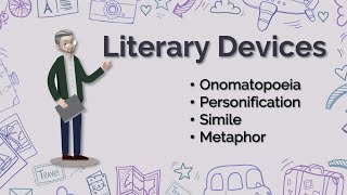 ESL  Literary Devices Onomatopoeia Personification Simile and Metaphor [upl. by Yelnet]