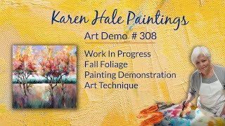 Fall Foliage Acrylic Painting Art Technique Trees Landscape Demo 308 [upl. by Ania]