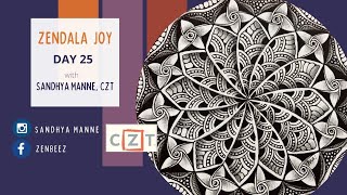 ZENDALA JOY Day 25  String 10 exploring Zentangle® and Mandala [upl. by Aihcsrop]