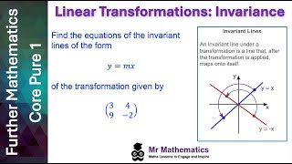 Invariant Points and Invariant Lines  Mr Mathematics [upl. by Curhan]