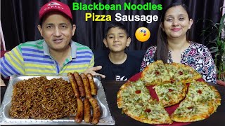 TRYING BLACKBEAN NOODLES FOR THE FIRST TIME ll BLACKBEAN NOODLES  PIZZA  SAUSAGE BudaBudiVlogs [upl. by Outlaw342]