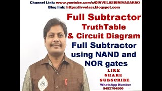 Full Subtractor  Full Subtractor using NAND gates  Full Subtractor using NOR gates  DLD  STLD [upl. by Amabil]