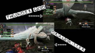 MHP2GMHFU White Fatalis vs Melee Weapons SplitScreen HD [upl. by Wolsniw]