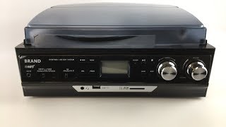 Распаковка проигрывателя LoopTone Turntable Vinyl Record Player AMFM Radio Cassette USBSD recorder [upl. by Acirederf829]