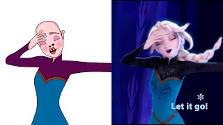 Frozen Elsa Song Funny Drawing Meme [upl. by Molton]