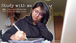 1 hour STUDY WITH ME 📚 background noise no music no breaks pencil asmr late afternoon I luna [upl. by Ecyle173]