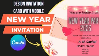 New year party invitation card  design invitation card with mobile [upl. by Emiline325]