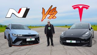 IONIQ 5N vs Tesla Model Y Performance Drag race [upl. by Mariel81]