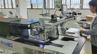 Automatic polo shirt placket setter machine  auto feeding accurate mechanical cutter，RAMBO RM727 [upl. by Ardin903]