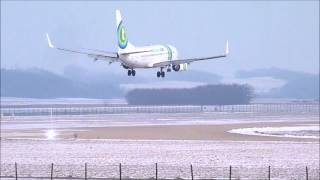 Landing B737700 Transavia Grenoble Isère Airport LFLS [upl. by Ahsitruc]