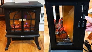 Air Choice Portable Electric Fireplace Space Heater  Assembly Demo  Review [upl. by Dnomyar]