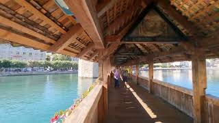 Chapel Bridge and Water Tower in Lucerne [upl. by Alrick41]