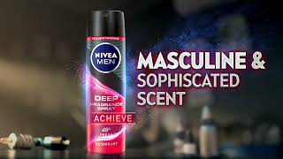 NIVEA MEN Deep Fragrance ACHIEVE perfumed spray with POWERFUL amp SOPHISTICATED Scent [upl. by Reiche264]