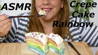 ASMR creamy cake RainbowASMR soft eating soundsASMR Creamy Rainbow Cake [upl. by Simsar]