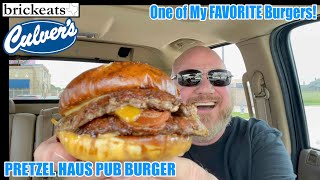 Culvers LIMITED TIME Pretzel Haus Pub Burger REVIEW brickeats [upl. by Zachar]