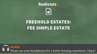 72 Freehold Estates Fee Simple Estate  Georgia Real Estate License  RealEstateUtv [upl. by Nitsreik851]