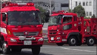 緊急走行陸海空 東京国際消防防災展2018 東京消防庁ハイパーレスキュー演習 Japanese Fire Engine Rescue Emergency Vehicle [upl. by Agretha]