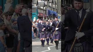 Badenoch amp Strathspey Pipe Band playing on the march to 2023 Pitlochry Highland Games shorts [upl. by Arline]