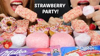 ASMR STRAWBERRY ICE CREAM  CHOCOLATE PARTY 리얼사운드 먹방  KimampLiz ASMR [upl. by Ruth528]