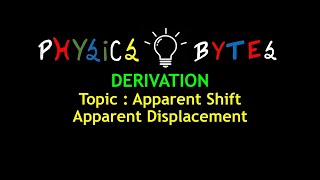 Apparent Shift or Apparent Depth PHYSICS  12th Class  JEE MAINS  NEET [upl. by Dubenko429]