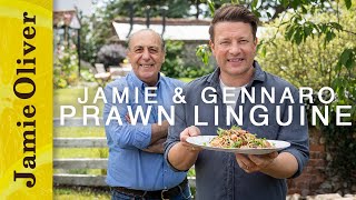 Jamie amp Gennaro Prawn Linguine  Jamie Keep Cooking Family Favourites [upl. by Hakvir379]