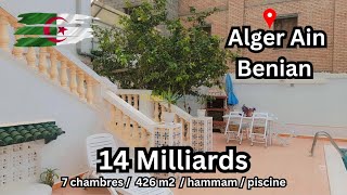 Alger Ain Benian  14 milliards  Maison 7 chambres 426 m2 hammam piscine [upl. by Eneleh]