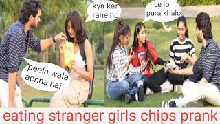 eating stranger girls chips prank  best prank video  PN entertainment videos [upl. by Acnairb]