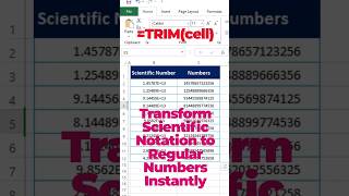 Trick to Convert Scientific Notation to Numbers in Excel 😎😎viral shorts tips trending tricks [upl. by Leelahk]