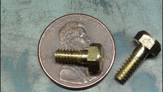 MAKE TINY SCREWS ON UNIMAT LATHE 942 tubalcain [upl. by Ybok]