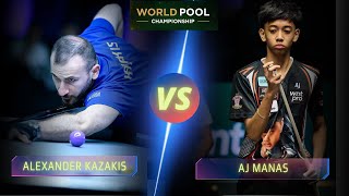 ALEXANDER KAZAKIS VS AJ MANAS  2024 WORLD POOL CHAMPIONSHIP billiards 9ballpool highlights [upl. by Fadas239]