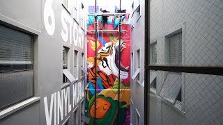 Making 6 Story Tall VINYL MURALS  Art Scanning and Printing a Mural [upl. by Ednew]