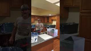 How to spray paint kitchen cabinets by Doug E fresh kitchen cabinet painting [upl. by Ekenna559]