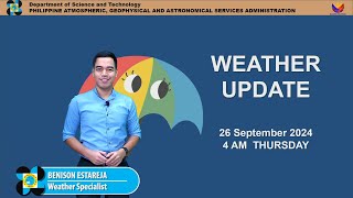 Public Weather Forecast issued at 4AM  September 26 2024  Thursday [upl. by Eniarda]