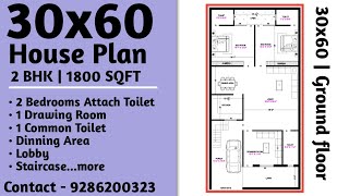 30X60 HOUSE PLAN  2 BHK SET  ROYAL ARCHITECTS [upl. by Alisia]