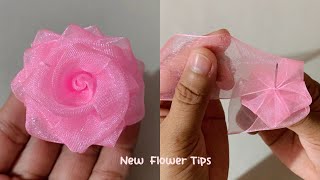 DIY ribbon flowers  How to make ribbon roses  Easy to make with needles  New Flower Tips [upl. by Aivart]