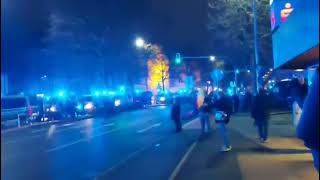 Police march against coronavirus restrictions took place on Saturday evening in Reutlingen Germany [upl. by Ellenij]