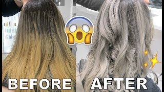 HAIR COLOUR CORRECTION TRANSFORMATION ORANGE TO GREY [upl. by Garzon]