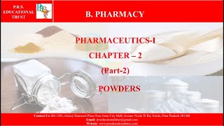 BPHARM 1st YEAR PHARMACEUTICSI UNIT2 POWDERS PARTII BYPROF DR AKHIL SHARMA [upl. by Caton]