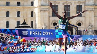 Tola breaks Ethiopias 24year marathon drought with Olympic record gold in Paris  NBC Sports [upl. by Livvyy540]