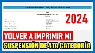 Cómo recuperar mi Suspensión de Cuarta Categoría 2024 Volver a imprimir Suspensión de Cuarta SUNAT [upl. by Paulita]