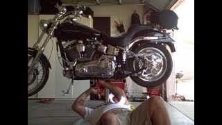 No Shock Removal DIY HD Softail Lowering Kit Install [upl. by Ahsykal285]