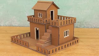 How To Make Cardboard Modal House Beautiful Simple Easy cardboard House  DIY Miniature Cardboard [upl. by Shaff250]