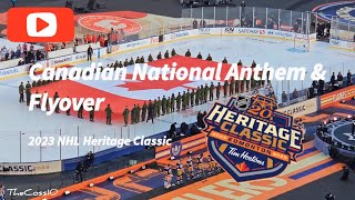 Canadian National Anthem Flyover amp Starting Lineups At The 2023 NHL Heritage Classic In Edmonton [upl. by Aneehsal788]