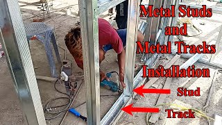 HOW TO INSTALL DRYWALL USING METAL STUDS and TRACKS part 1 [upl. by Nedra]