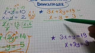 İki bilinmeyenli denklemler  yok etme metodu   Antrenmanlarla matematik 1 [upl. by Laurice]