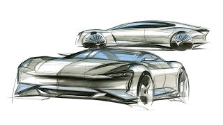 Car Design SketchPORSCHE Mission E [upl. by Eisoj]