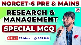 Research amp management  AIIMS NORCET6 PRE amp MAINS  Important Question  RJ CAREER POINT [upl. by Odlaw]