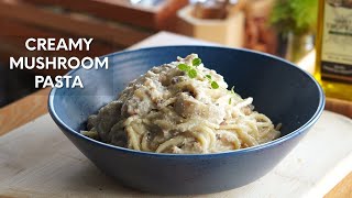 Creamy Mushroom Spaghetti with Truffle Oil  Vegan Creamy Mushroom Pasta [upl. by Afirahs345]