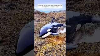 Rescuing an orca stranded on the rocky beach shorts [upl. by Eirahcaz]